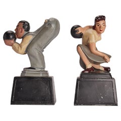 Used Art déco bowling bookends, USA 1930.  