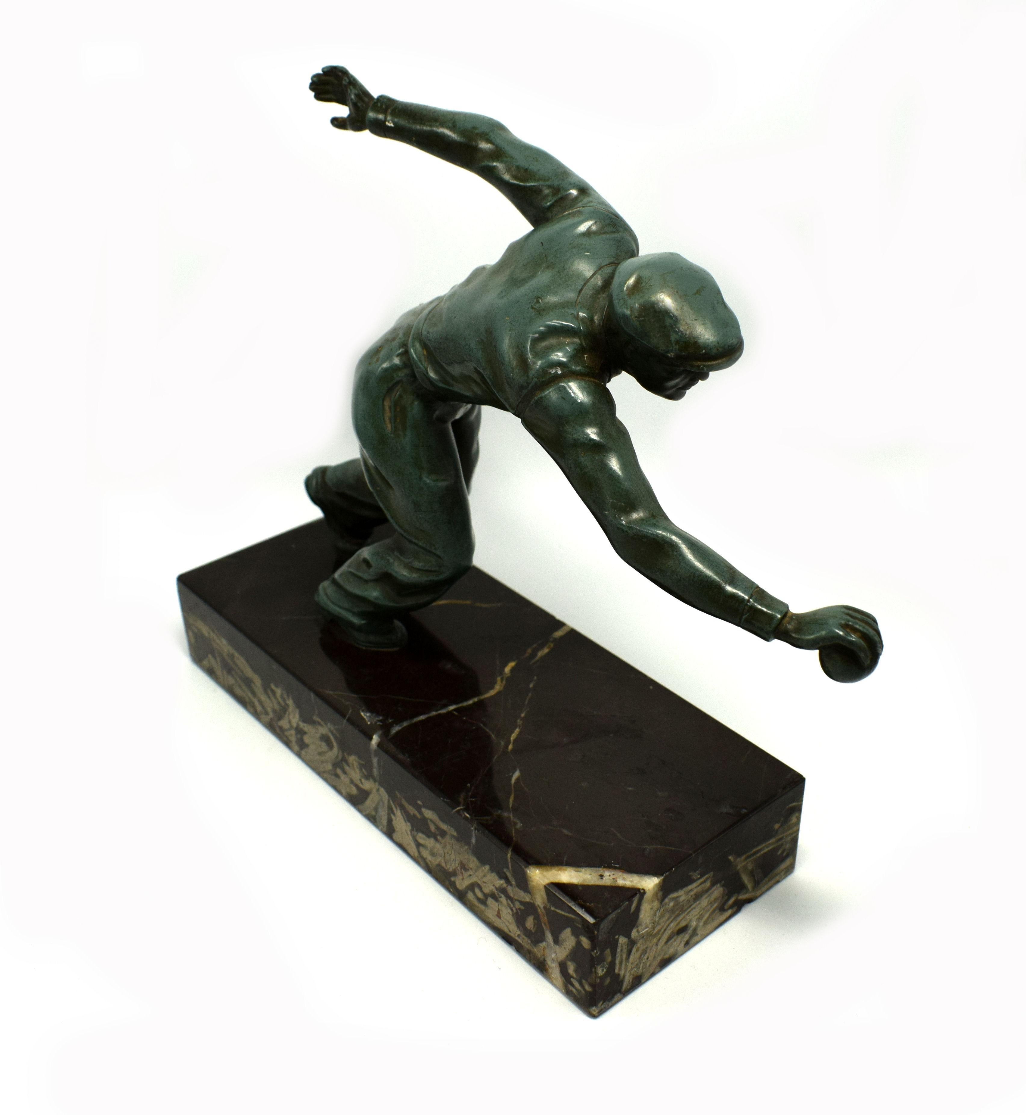 Art Deco Bowling Figure, France, circa 1930 In Good Condition In Devon, England