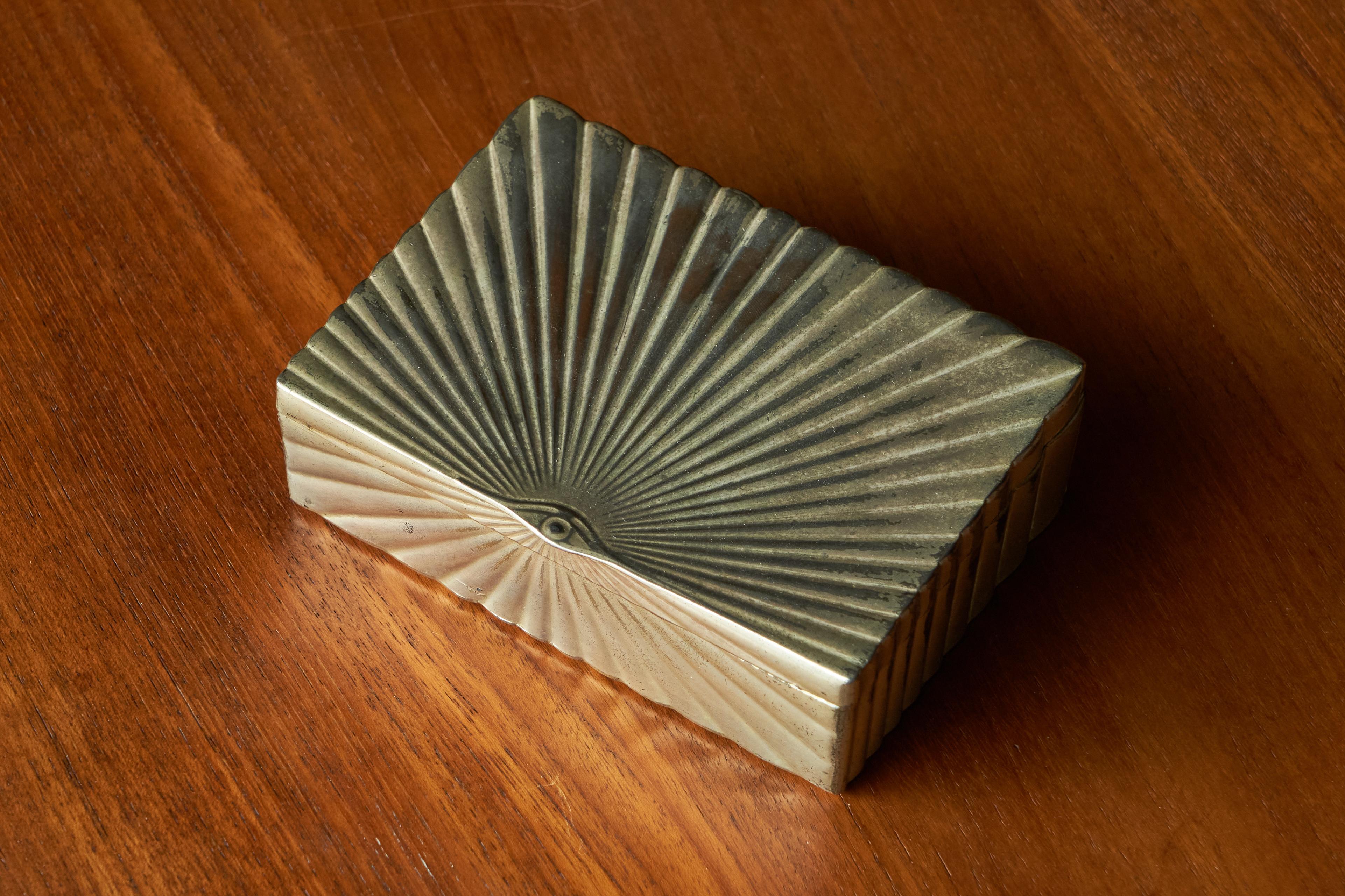 European Art Deco Box in Silver Plate 1950s For Sale