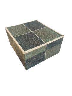 Art Deco Box Veneered in Divided Squares of Shagreen in Varying Shades of Green