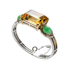 Art Deco Bracelet Citrine & Jade Certified Untreated