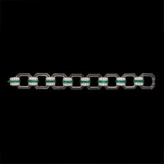 Hennells Art-Déco-Armband aus Bergkristall, Smaragd und Diamant 1929