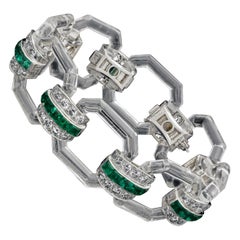 Hennells Bracelet Art déco en cristal de roche, émeraude et diamants 1929