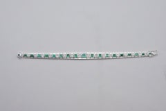 Art-deco Bracelet, White Gold, Emerald Diamonds