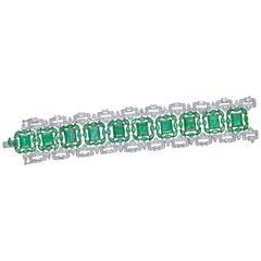 Art Deco Bracelet with 51.56 Carat Emerald and 15.22 Carat Diamonds