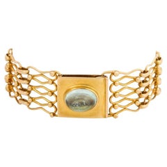 Art Deco Bracelet with Aquamarine Cabochon