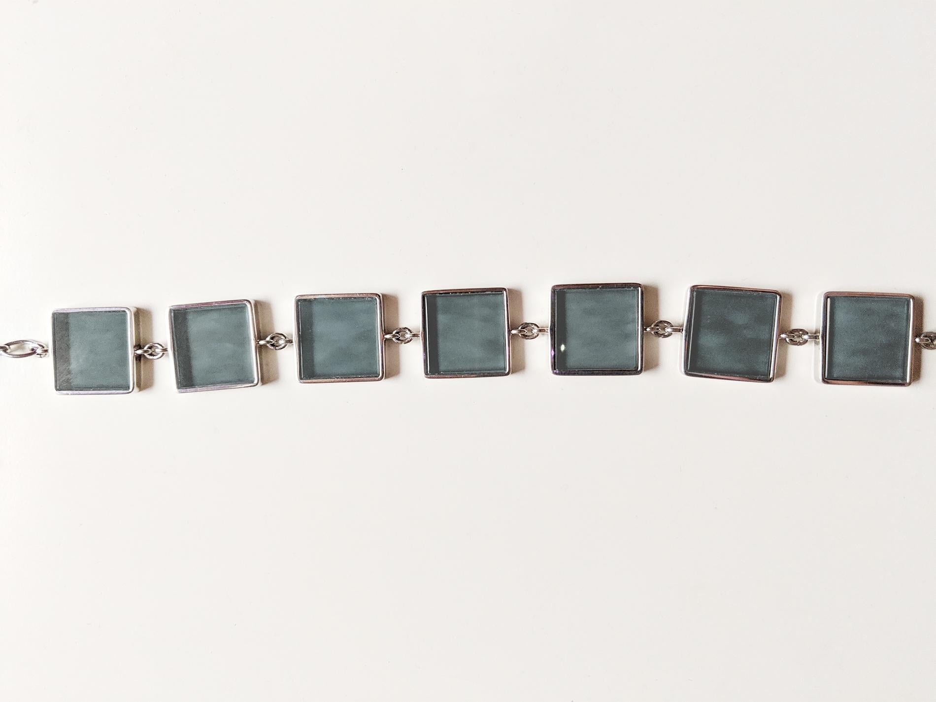 Art Deco Style Link Bracelet with Big Sky Blue Quartzes  For Sale 2