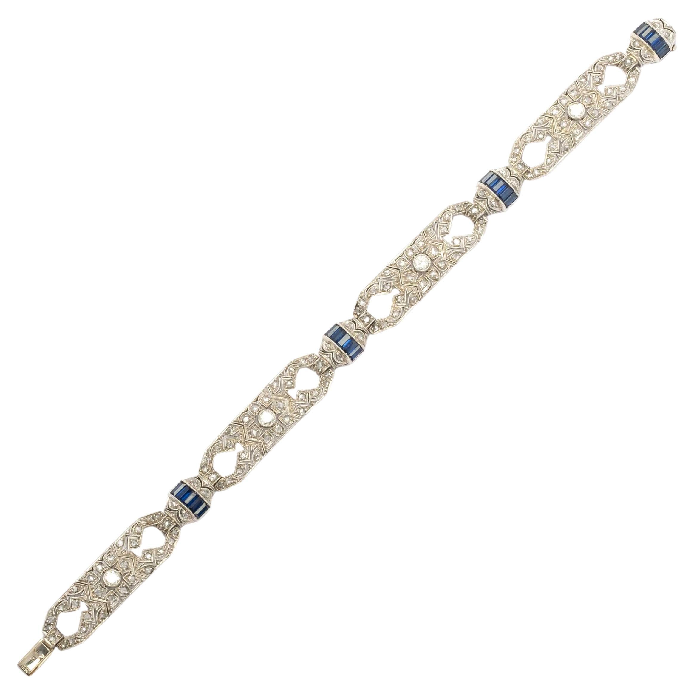 Art Deco Bracelet with Diamonds in 18ct white gold