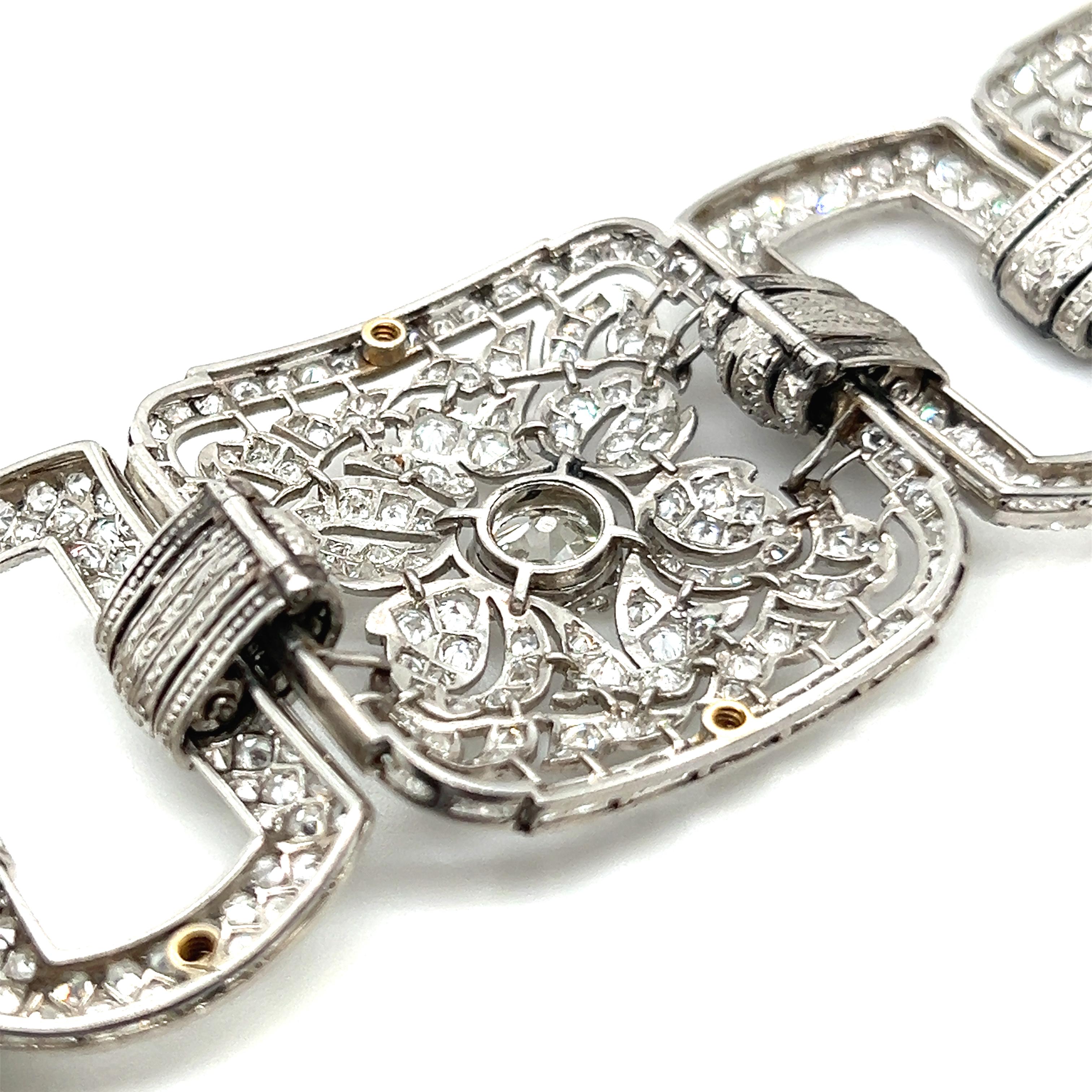 Art Deco Bracelet with Diamonds in Platinum 950 For Sale 8