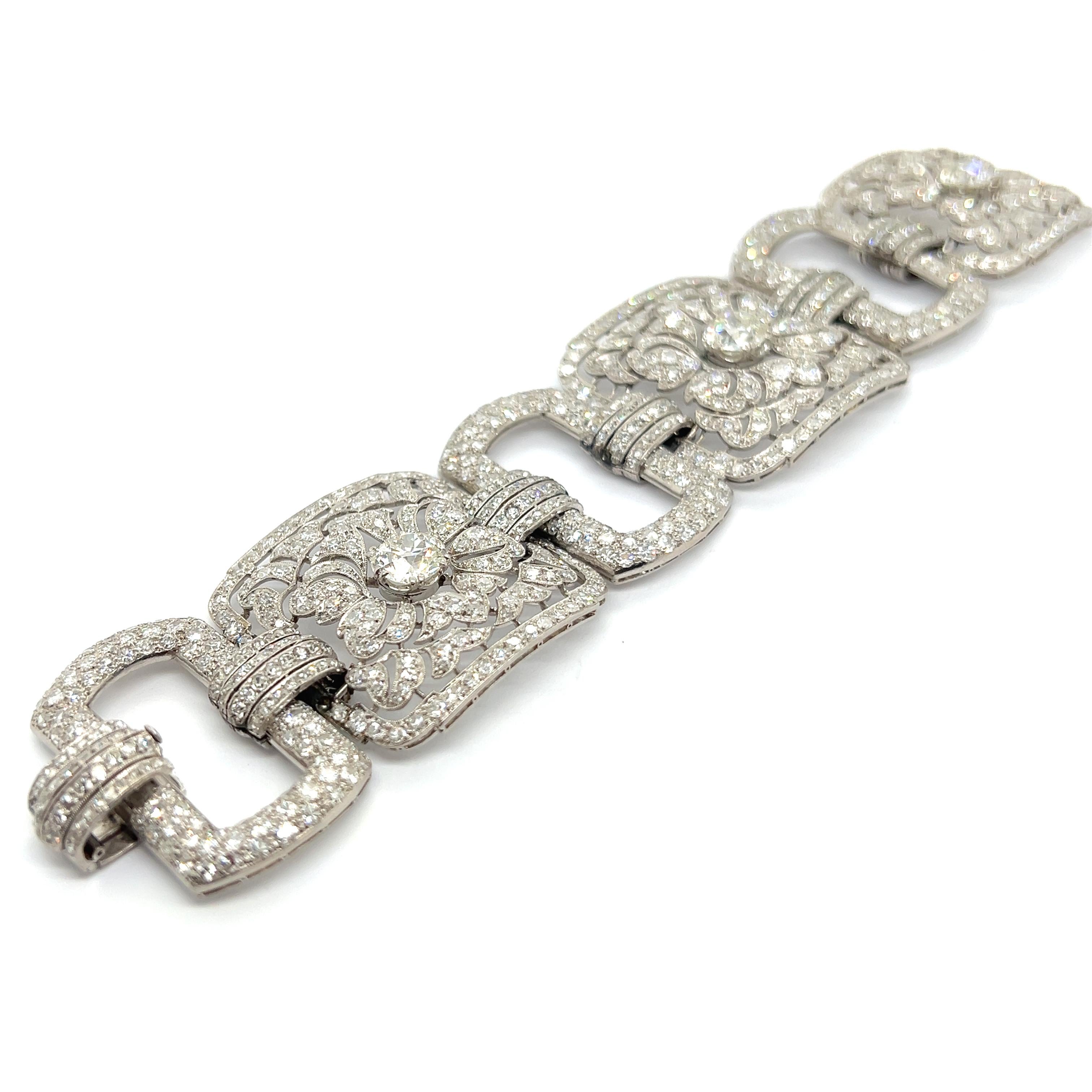 Old European Cut Art Deco Bracelet with Diamonds in Platinum 950 For Sale