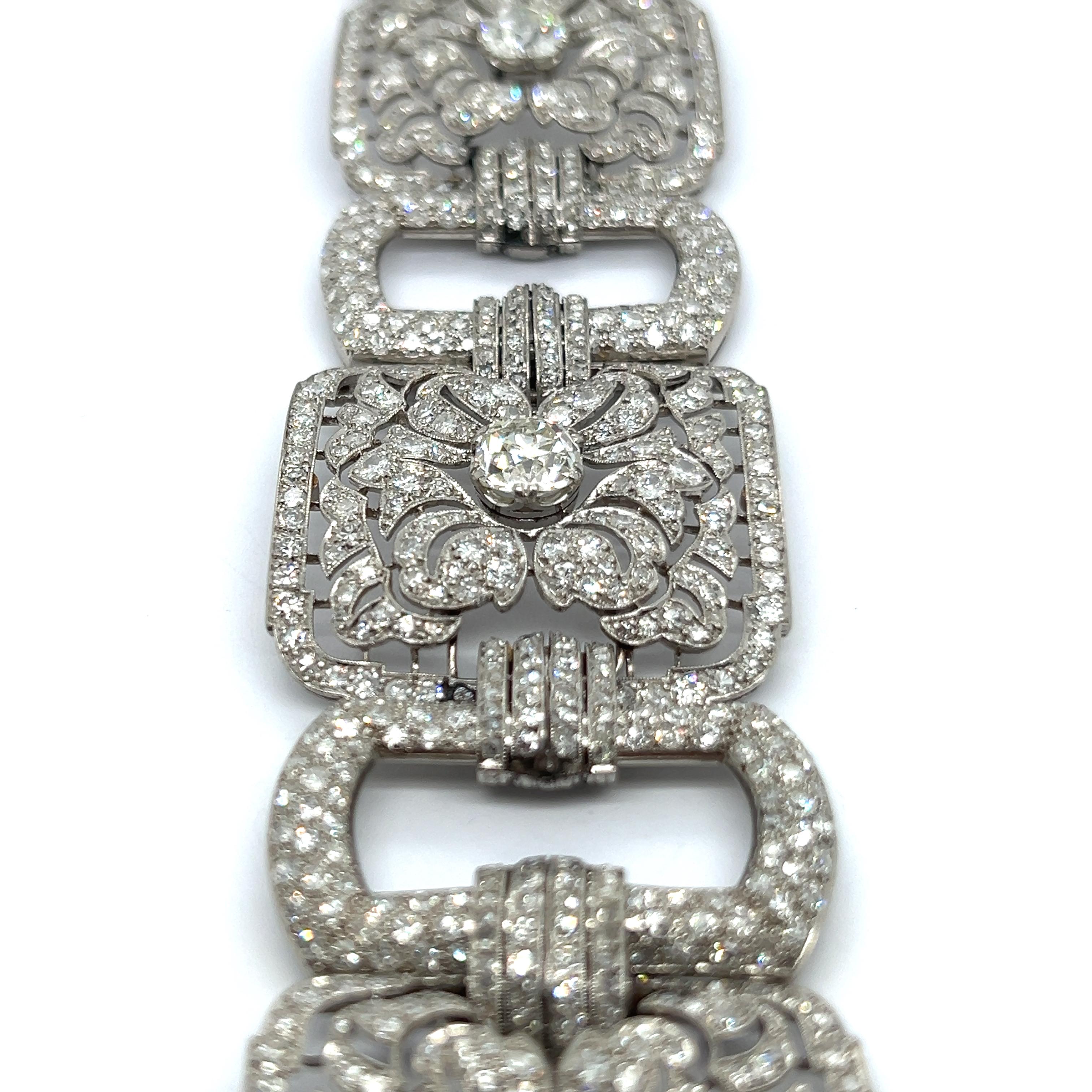 Art Deco Bracelet with Diamonds in Platinum 950 For Sale 4