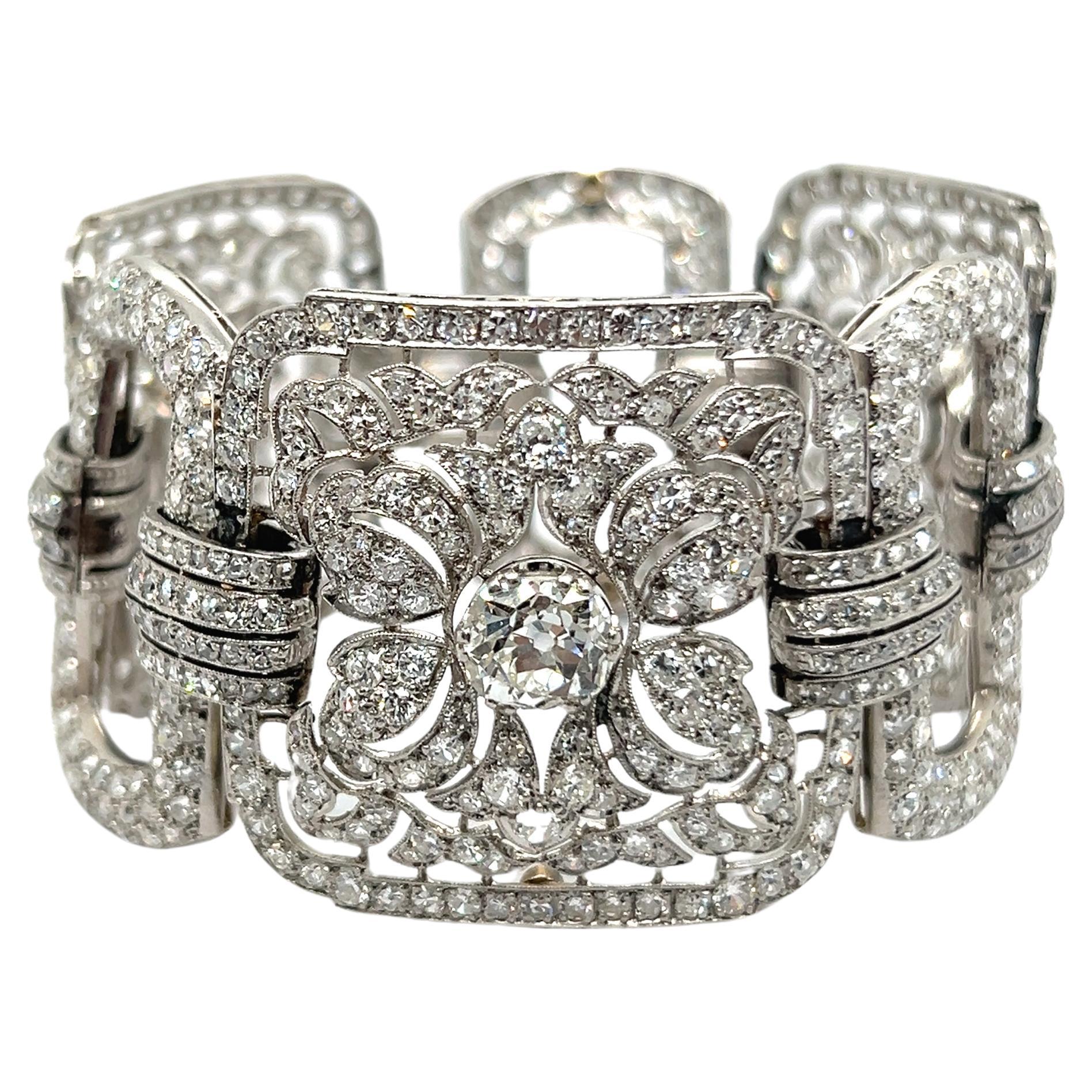 Art déco-Armband aus Platin 950 mit Diamanten im Art déco-Stil
