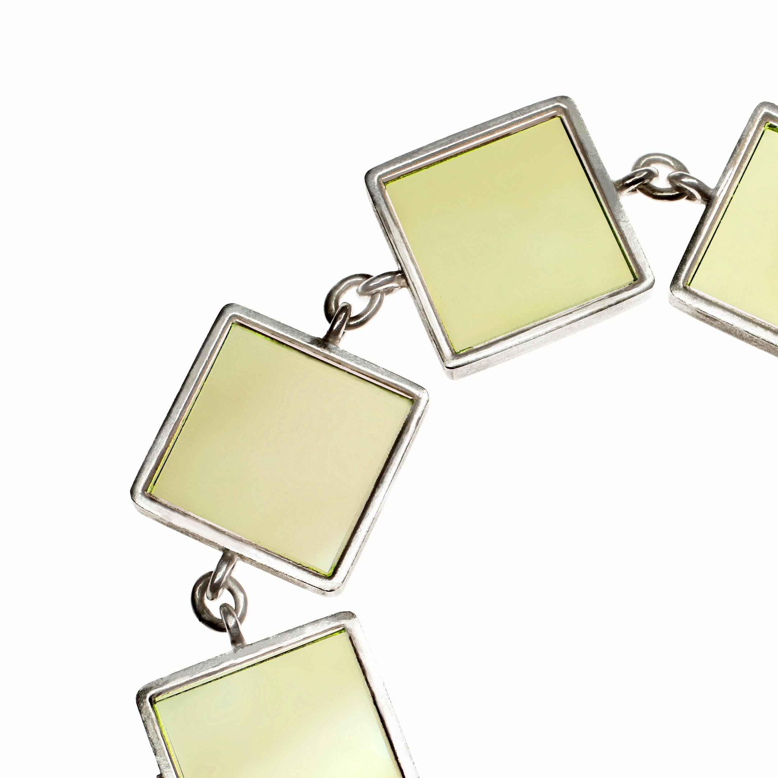 Featured in Vogue Sterling Silver Art Deco Style Bracelet with Lemon Quartzes For Sale 2