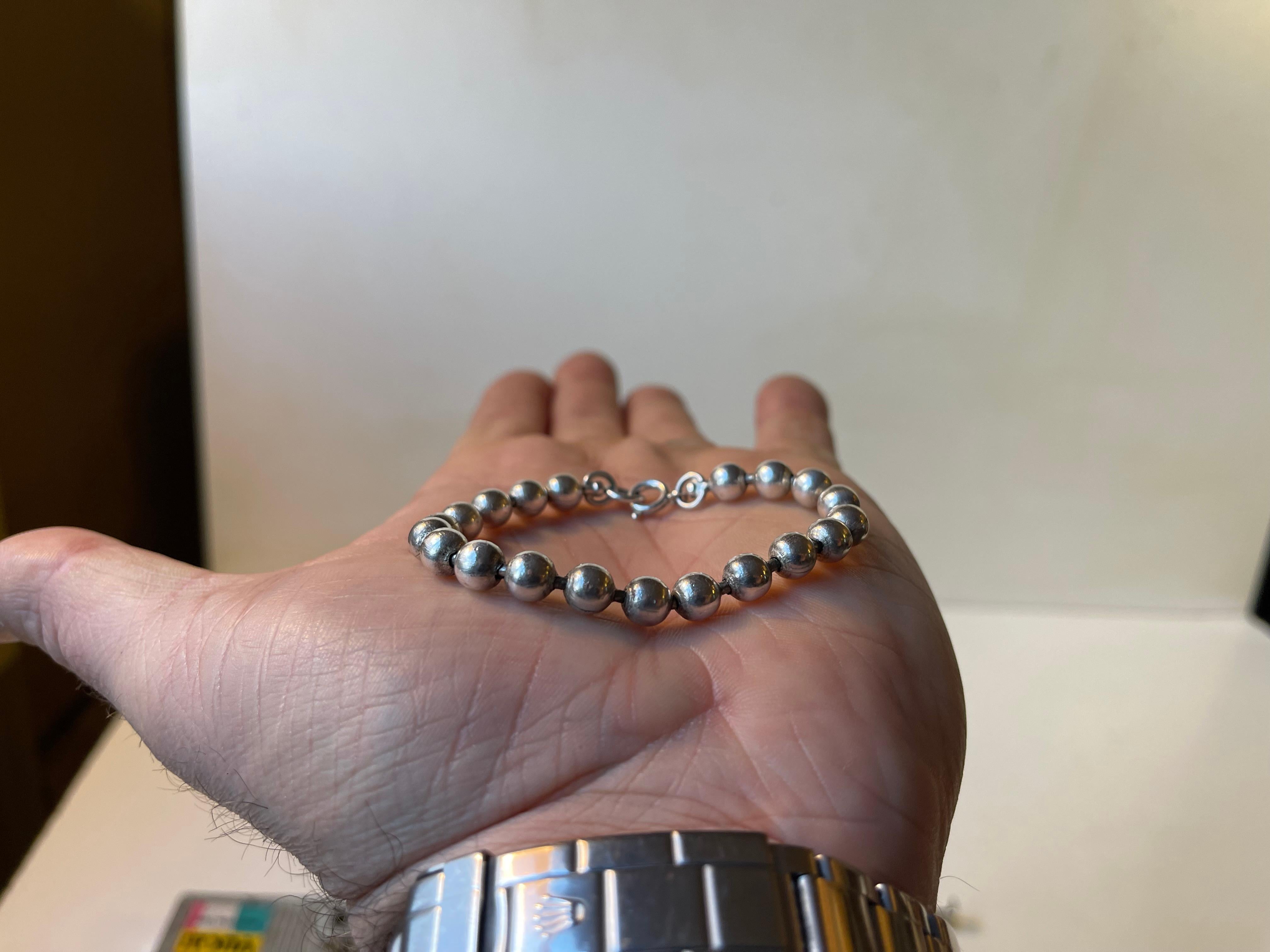 Art Deco Bracelet with Silver 'Pearls', 1930s In Good Condition For Sale In Esbjerg, DK