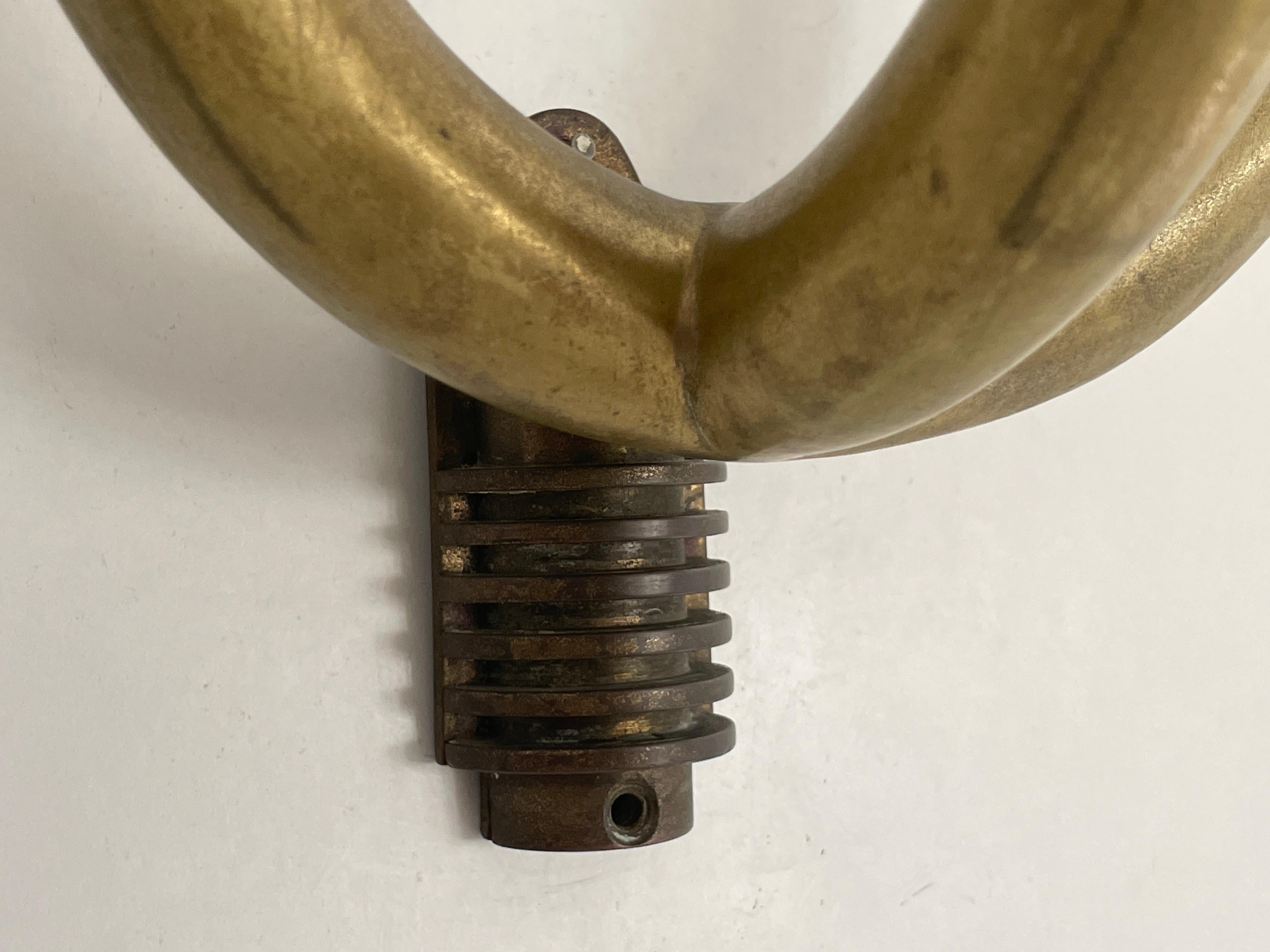 Coppia di lampade a 3 teste in ottone Art Deco, anni '50, Italia in vendita 3