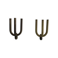 Art Deco Brass 3-head Pair of Sconces, 1950s, Italy