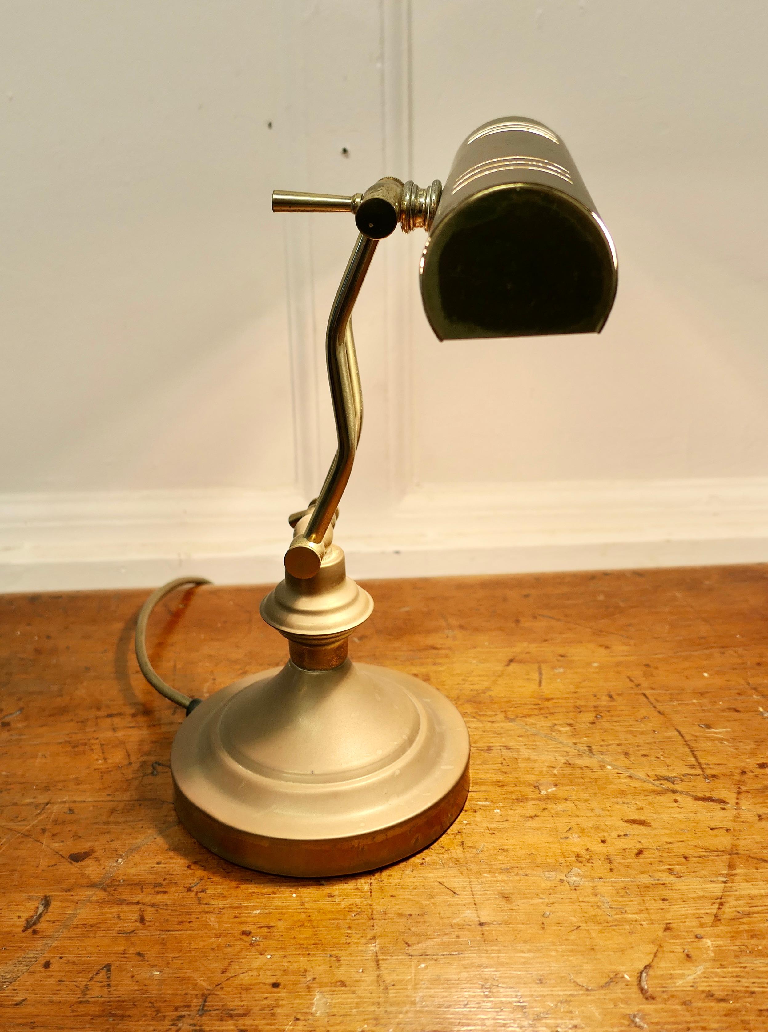 Mid-Century Modern Art Deco Brass Adjustable Bankers Desk Lamp    