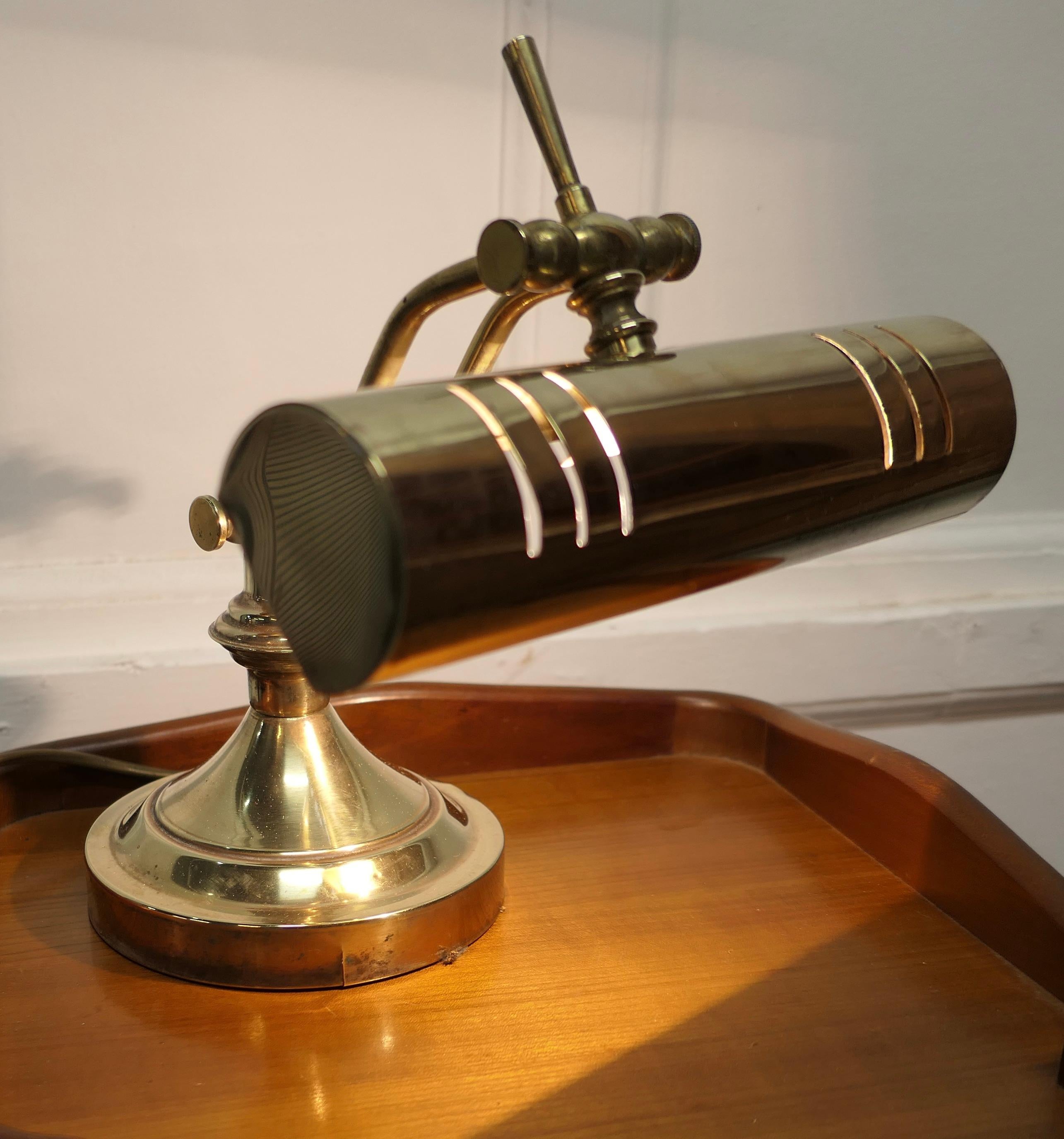 Art Deco Brass Adjustable Bankers Desk Lamp     1