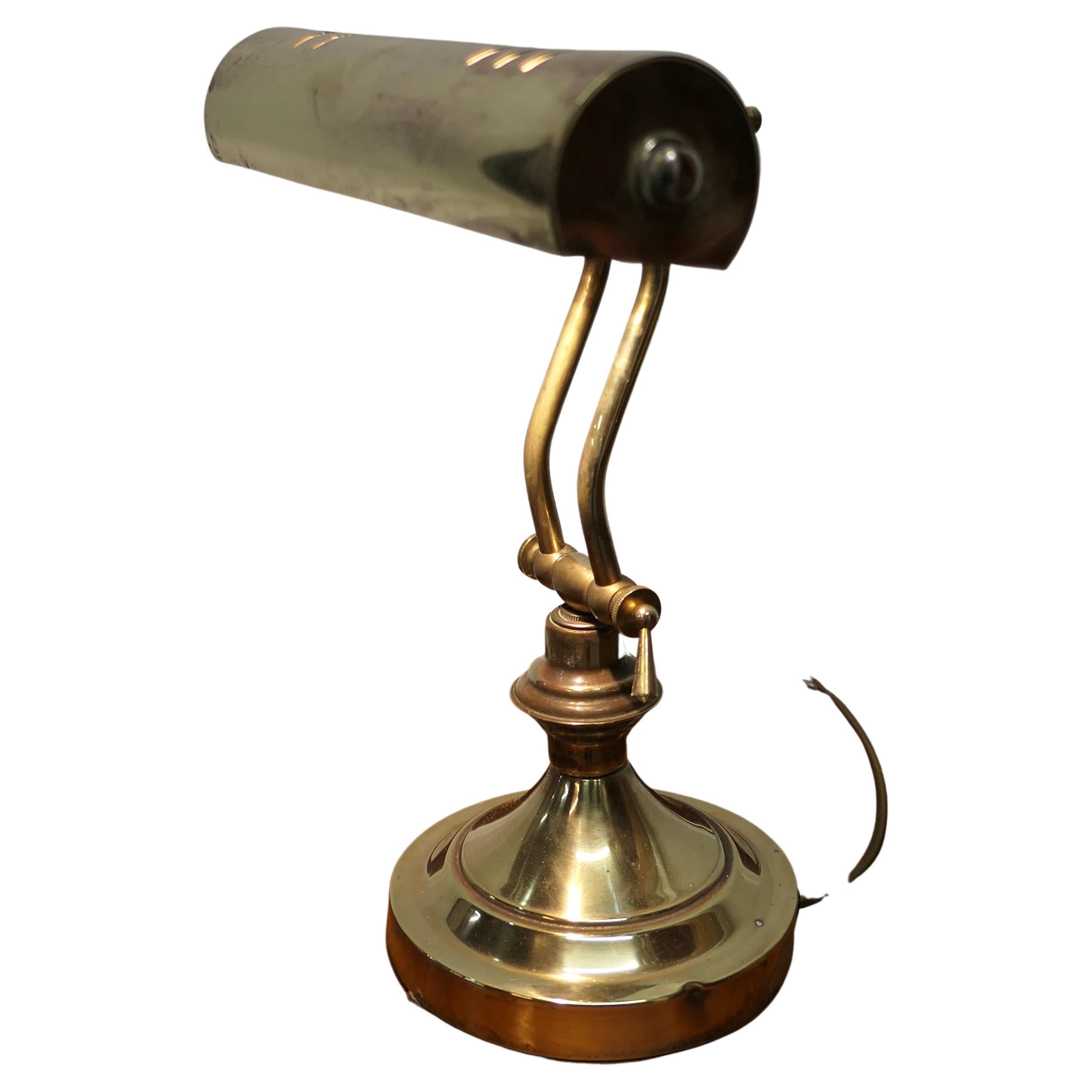 Art Deco Brass Adjustable Bankers Desk Lamp    