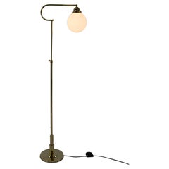 Antique Art Deco Brass Adjustable Height Floor Lamp, 1920s