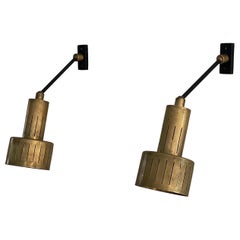 Coppia di lampade da parete regolabili in ottone Art Déco, anni 
40, Italia