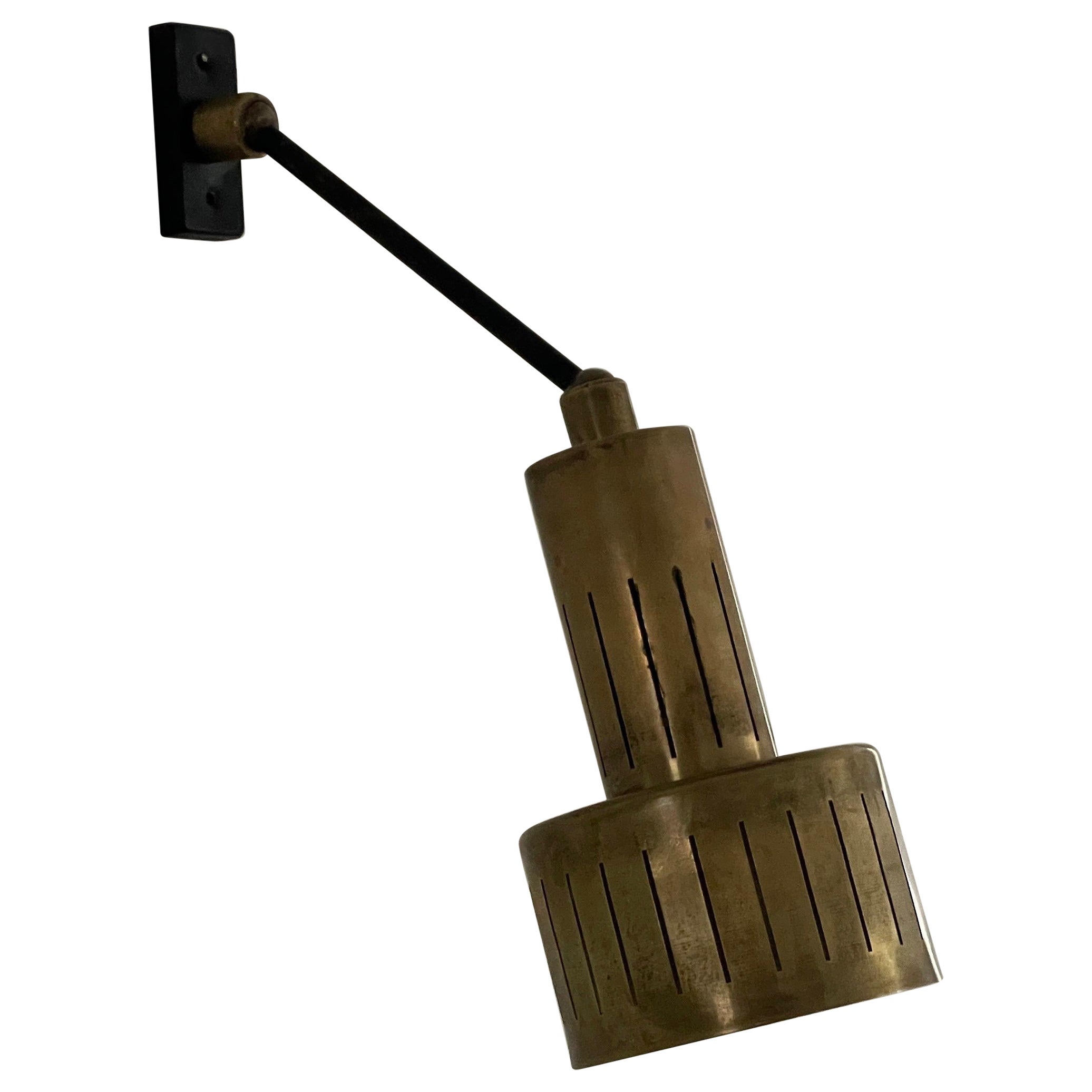 Lampada da parete regolabile in ottone Art Déco, anni 
40, Italia