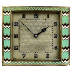Reloj Art Decó de latón y esmalte, inglés, c1930