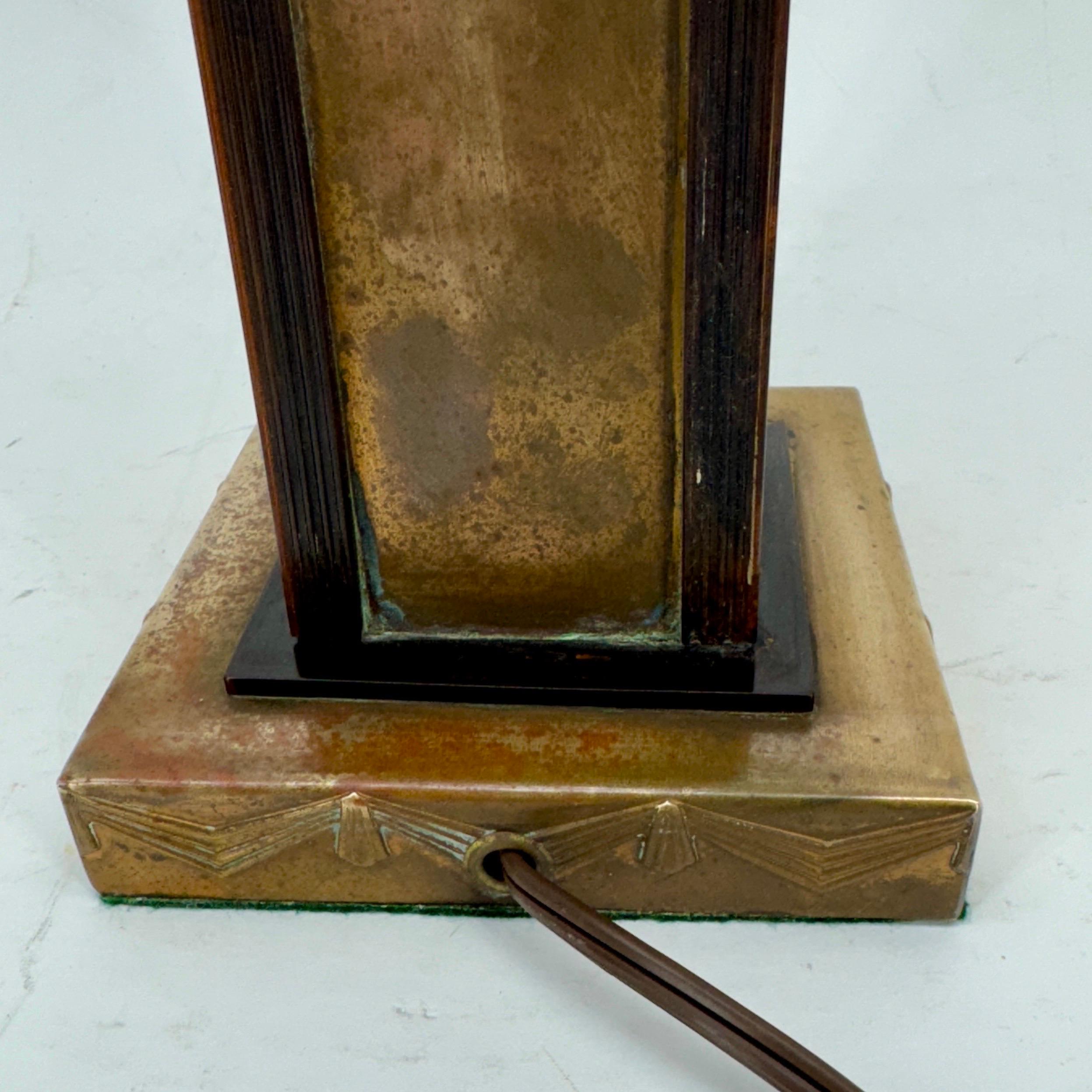 Art Deco Brass and Faux Tortoiseshell Table Lamp For Sale 7