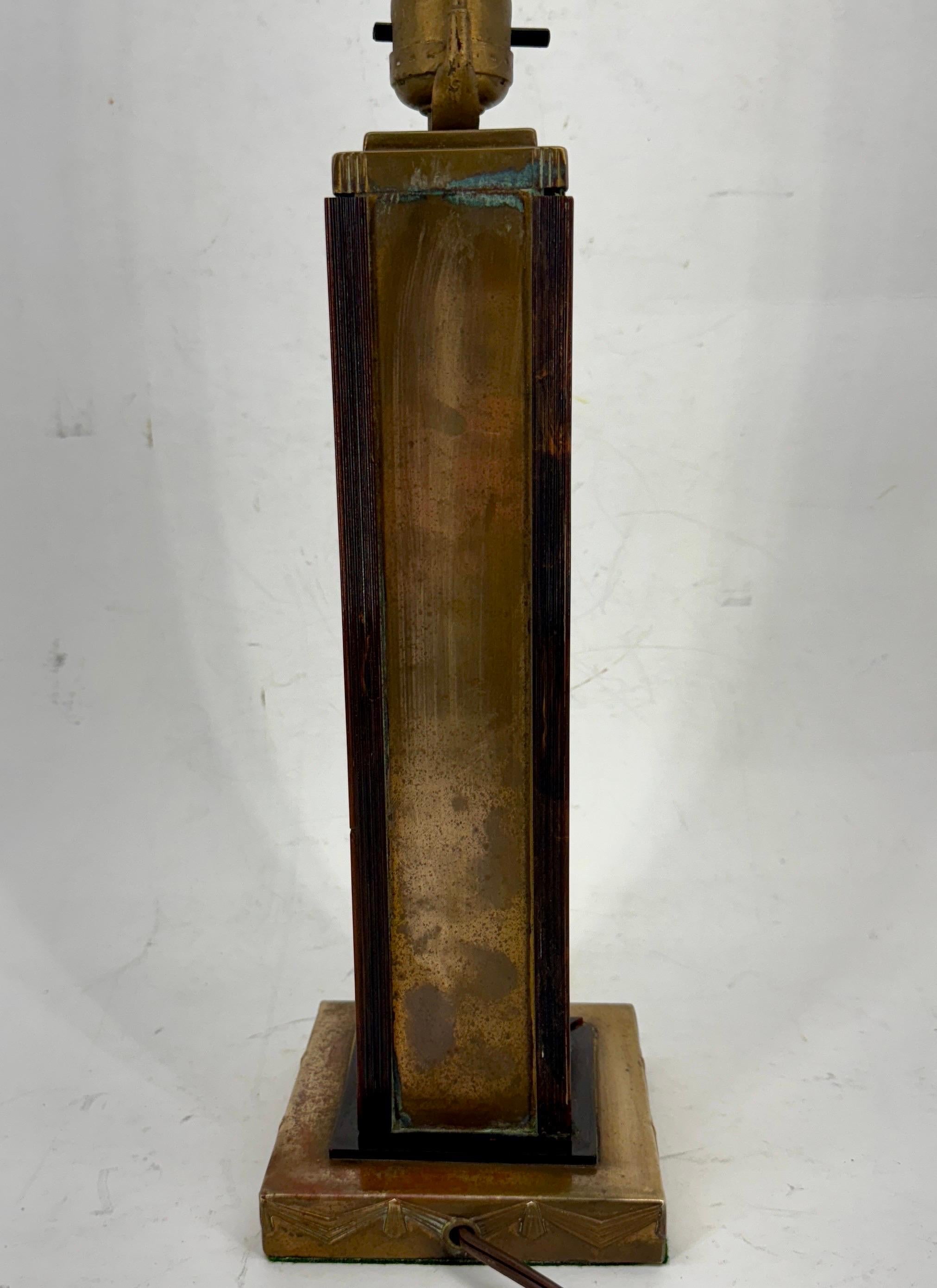 Art Deco Brass and Faux Tortoiseshell Table Lamp For Sale 9