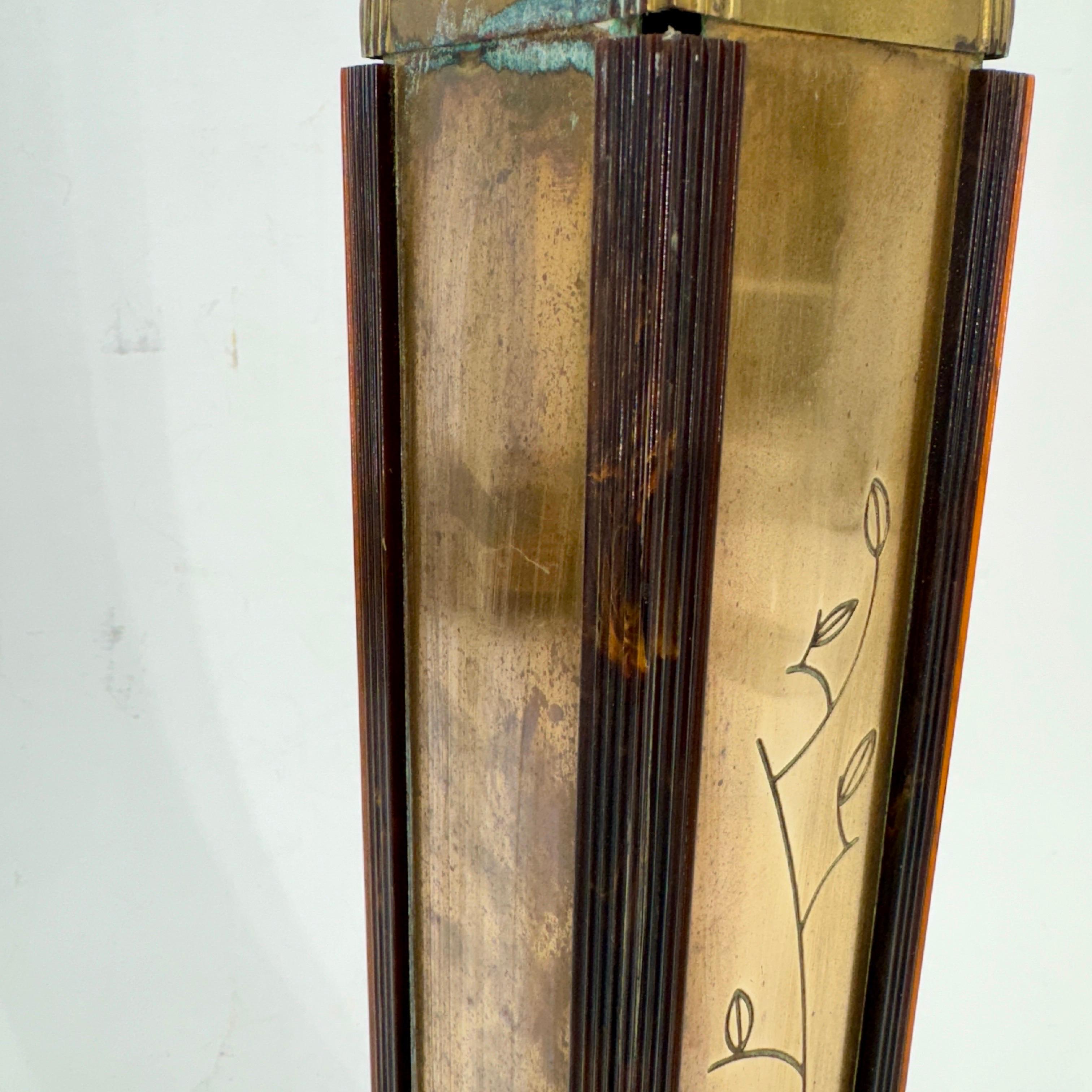 Art Deco Brass and Faux Tortoiseshell Table Lamp For Sale 11