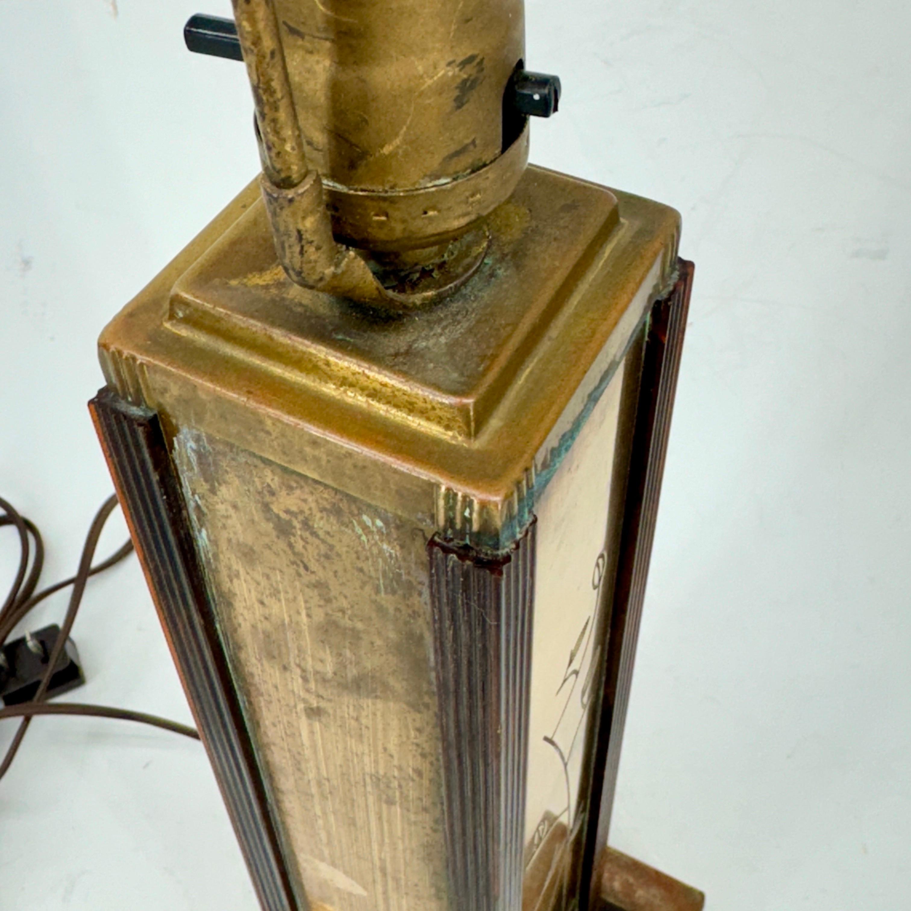 Art Deco Brass and Faux Tortoiseshell Table Lamp For Sale 12