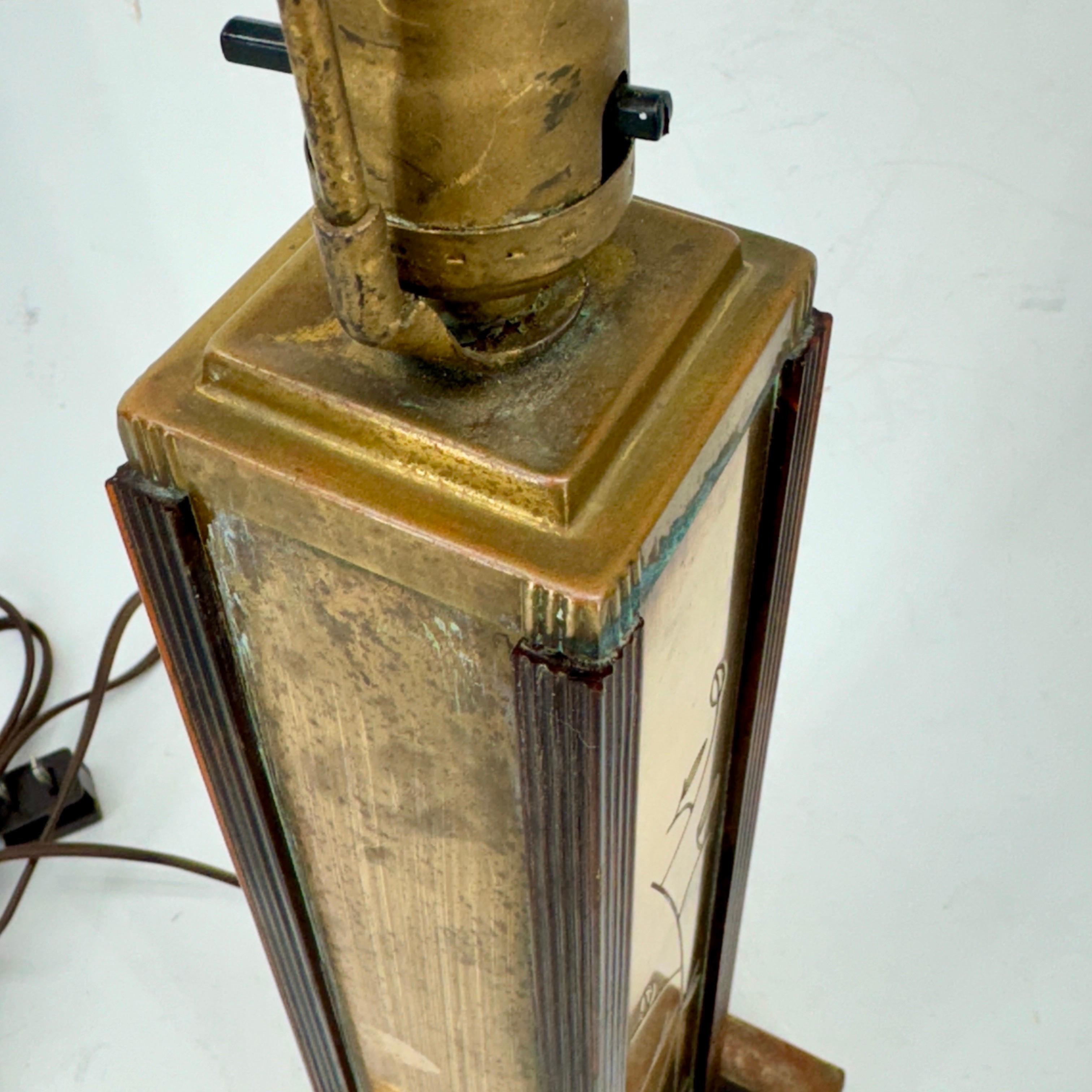 Art Deco Brass and Faux Tortoiseshell Table Lamp For Sale 13