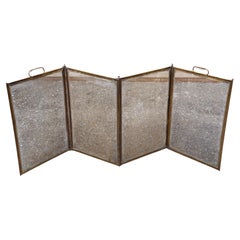 Art Deco Brass and Gilt Wire Mesh Four-Fold Fire Screen, Circa 1930s