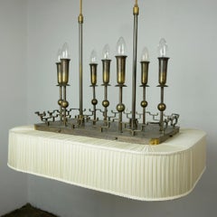 Art Deco Brass and Glass Billard or Snooker Chandelier