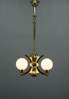 Araña Art Decó de latón y cristal de Gocar, década de 1910, restaurada