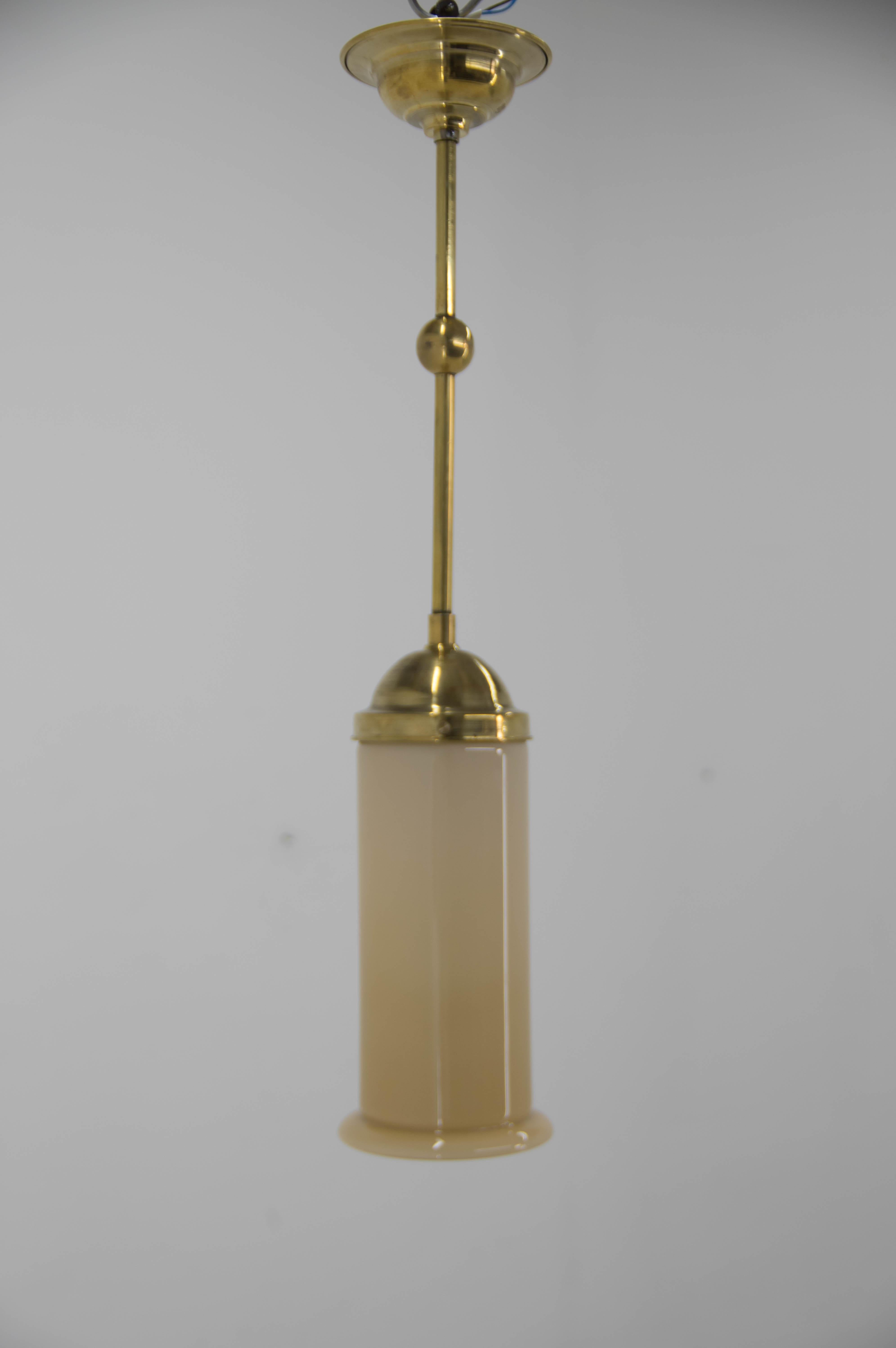 Art Deco Brass and Glass Pendant, 1930s For Sale 6