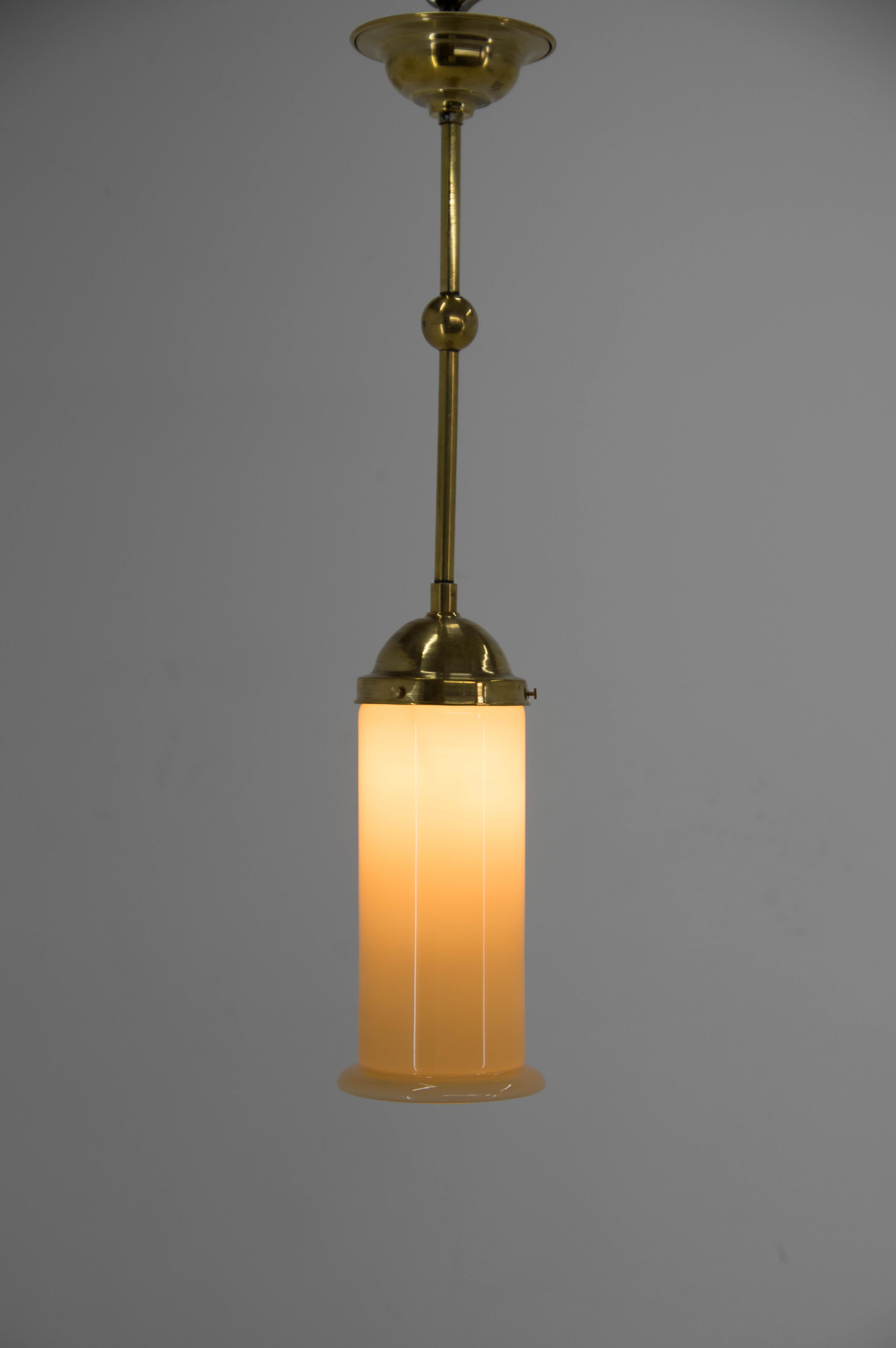 European Art Deco Brass and Glass Pendant, 1930s For Sale
