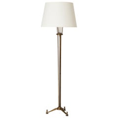 Art Deco Brass and Glass Rods Floor Lamp by Henri Petitot for Atelier Petitot