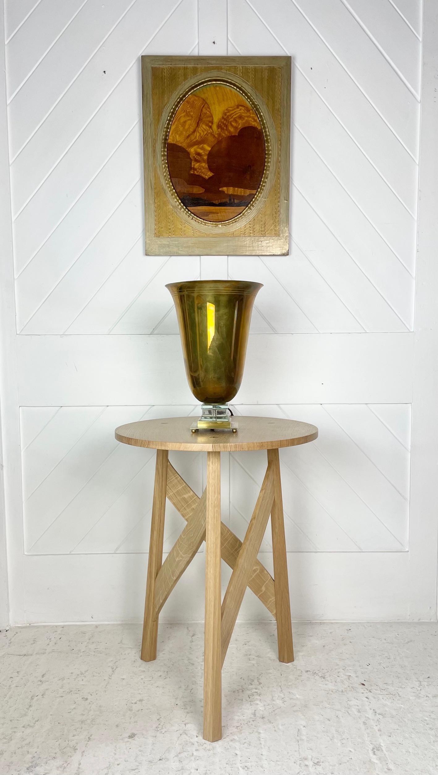 French Art Deco Brass and Glass Table Lamp For Sale