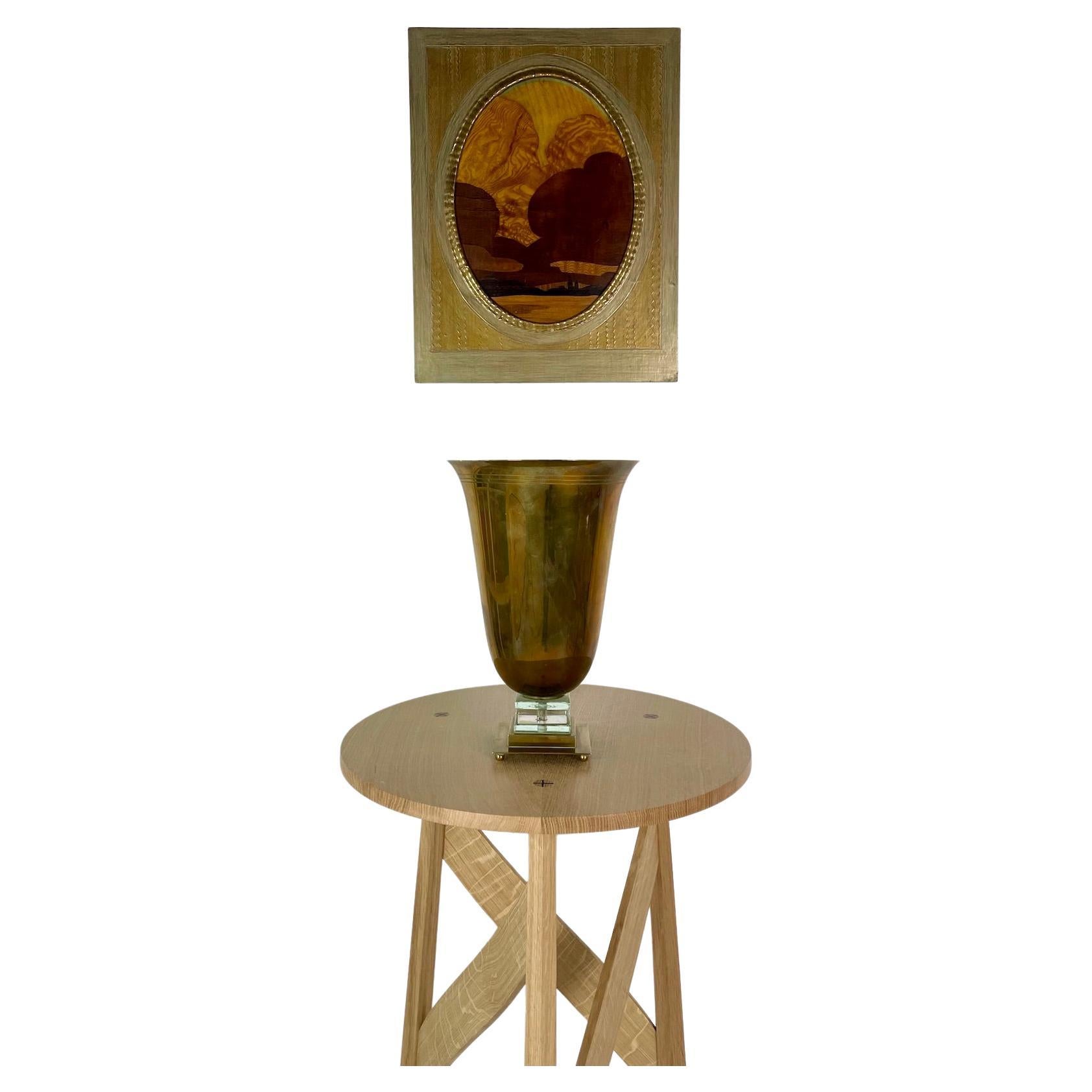 Lampe de table Art Déco en laiton et verre en vente