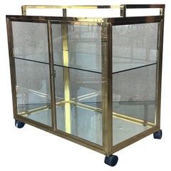 Vintage Art Deco Brass and Glass Vitrine Cabinet Bar Cart in style Treitel Gratz