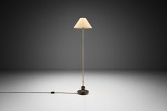 Art Deco Brass and Hardwood Floor Lamp, Europe 1930s