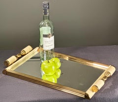 Art Deco Brass and Mirror Tray, France 1935