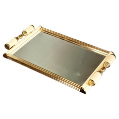 Vintage Art Deco Brass and Mirror Tray, France 1935