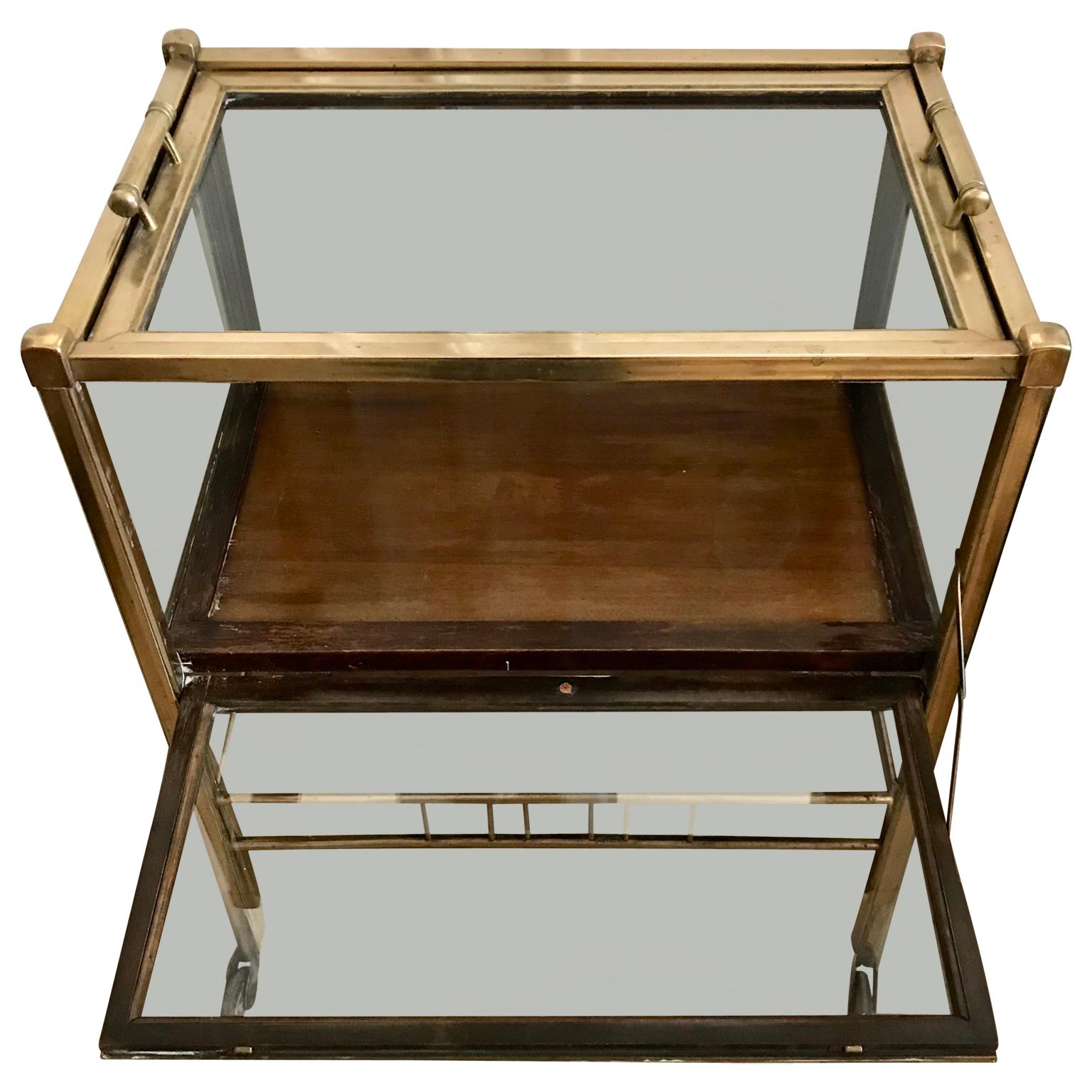 Art Deco brass and wood bar cart trolley by Ernst Rockhausen, Germany, 1920s

    