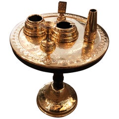 Art Deco Brass and Wood Smoking Table Germany