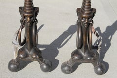 Art Deco Bronze Andirons African Motif