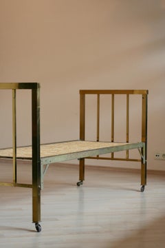 Set of Two Art Deco Brass Beds on Wheels, 1930s