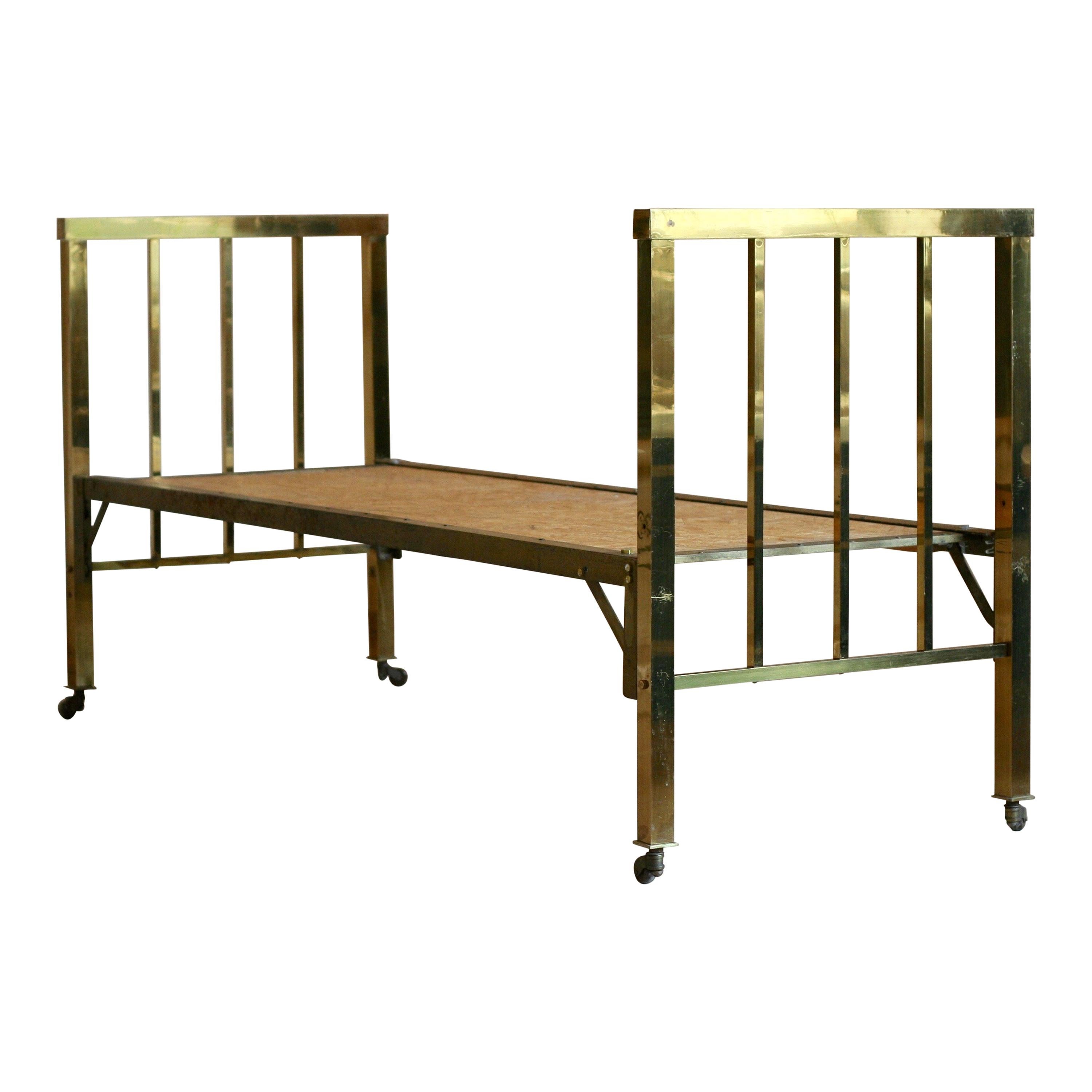 Set of Two Art Deco Brass Beds on Wheels, 1930s For Sale