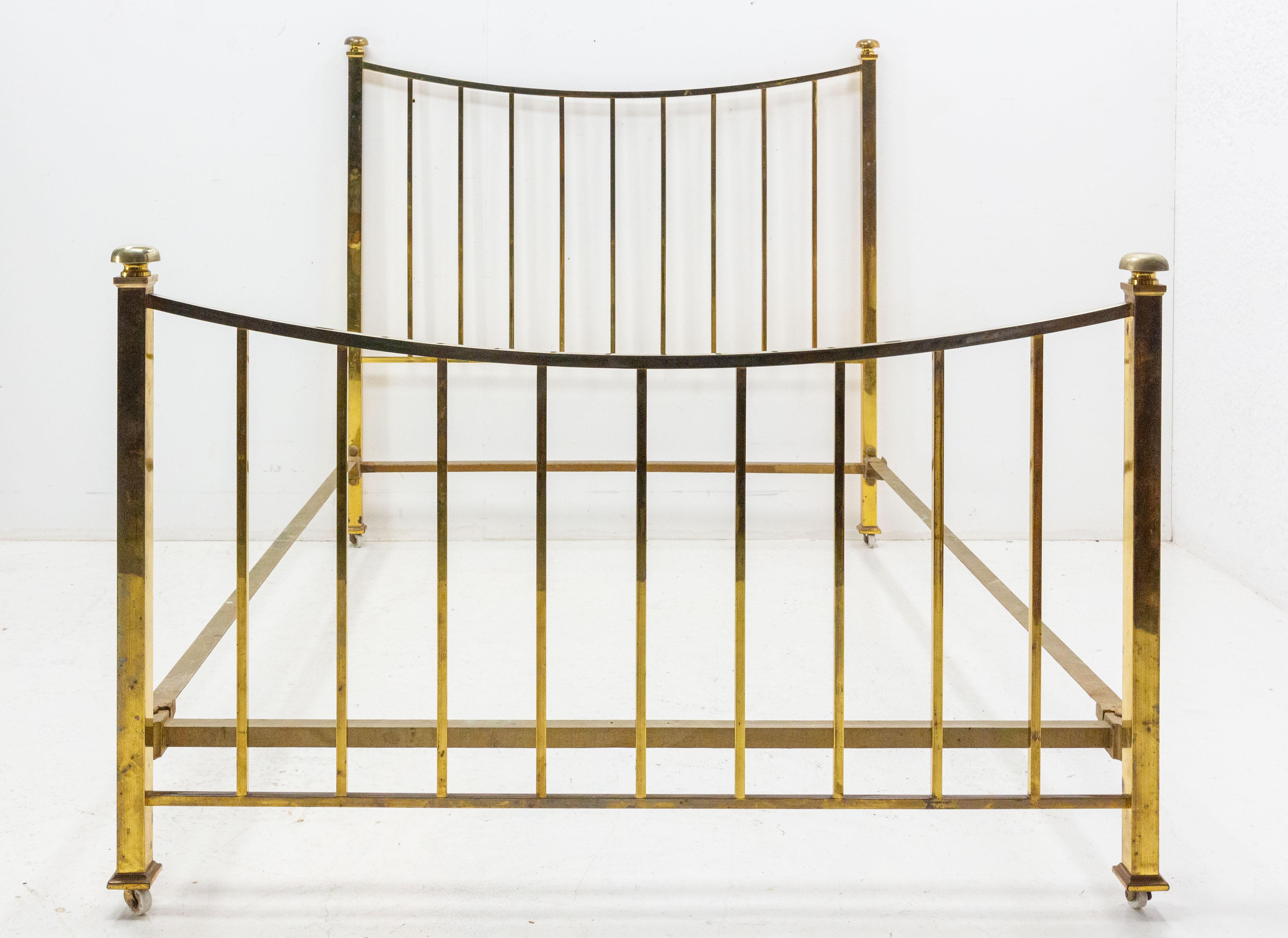 Art Deco Brass Bed US Double Bed UK Full Size French, c. 1930 In Good Condition For Sale In Labrit, Landes